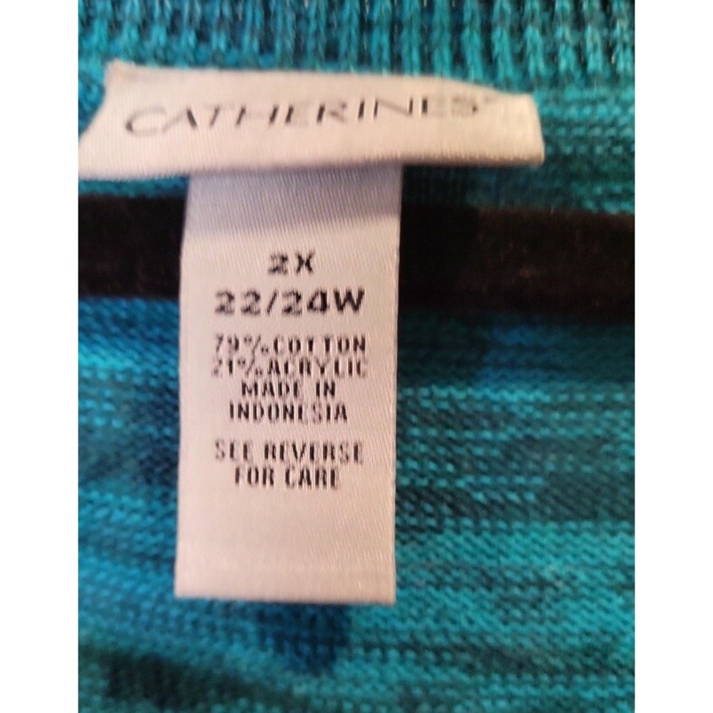 Catherines Women's Plus Size 2X 22/24W Cardigan Blue Button Up - Picture 2 of 4